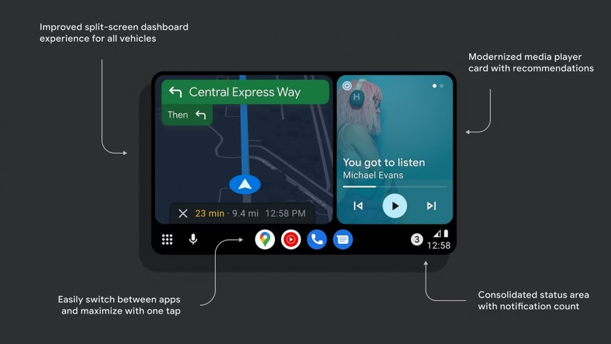 Waze riceverà presto la nuova interfaccia divisa di Android Auto Coolwalk