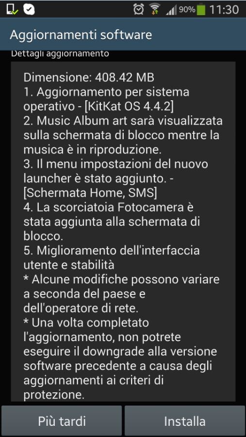 Android 4.4.2 arriva anche sui Galaxy Note 3 a marchio 3