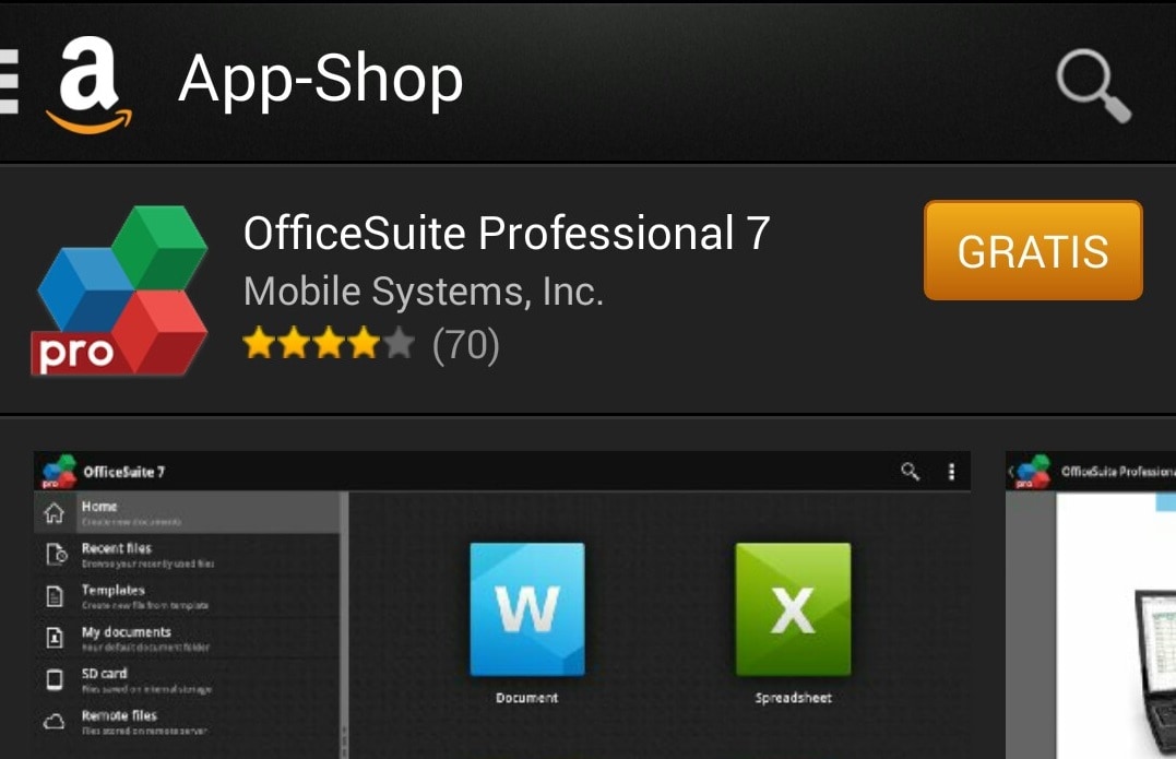 OfficeSuite Professional 7 Pro è l&#039;app gratuita del giorno su Amazon App-Shop