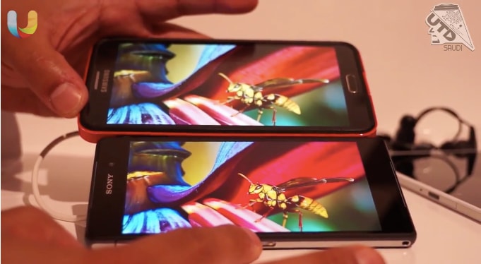 Sony Xperia Z2 Vs Galaxy Note 3: confronto fra display (video)