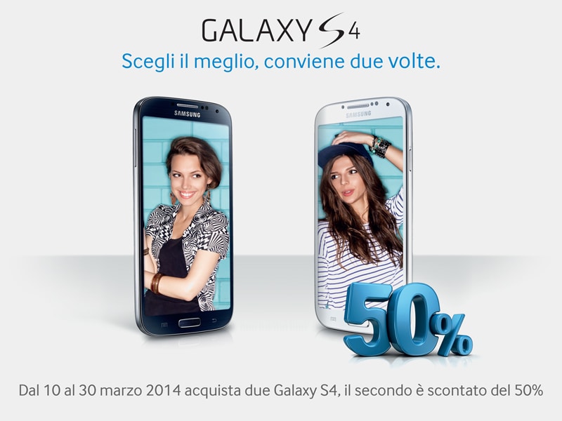 Samsung sconta del 50% il secondo Galaxy S4... se ne acquistate due!