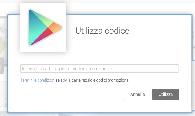 Carte regalo di Google Play in arrivo in Italia