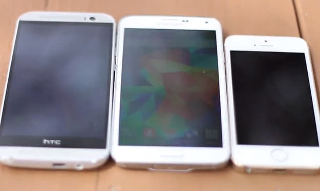 Samsung Galaxy S5, HTC One (M8) e iPhone 5s si sfidano in un drop test (video)