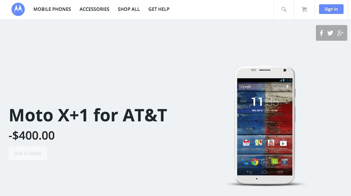 Moto X+1 compare sul sito di Motorola