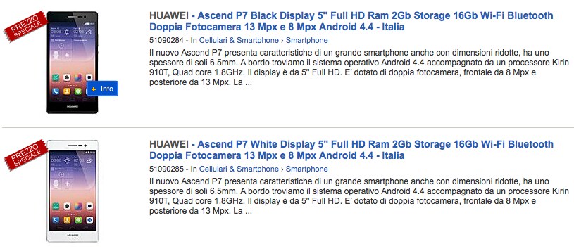 Huawei Ascend P7 in pre-ordine anche da ePRICE, sempre a 399€