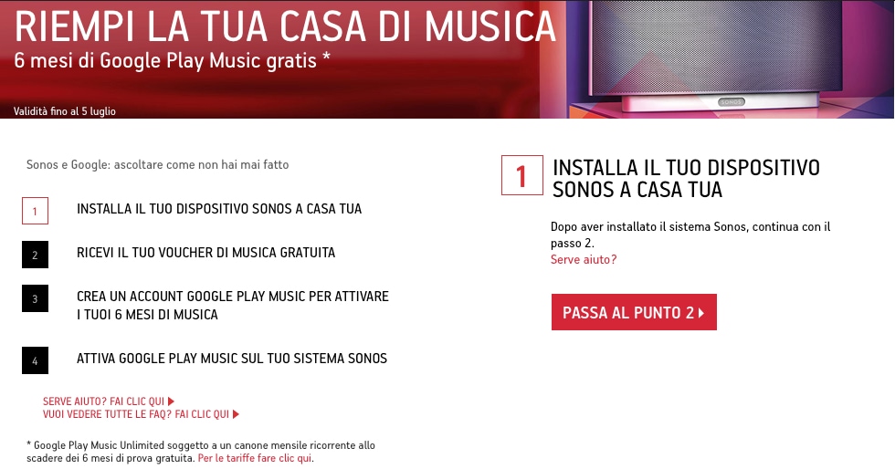 Google Play Music Unlimited gratis per 6 mesi con l&#039;acquisto di un dispositivo Sonos