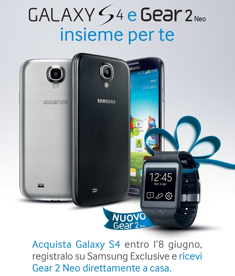 Acquista Galaxy S4 entro l&#039;8 giugno: avrai in regalo Gear 2 Neo!