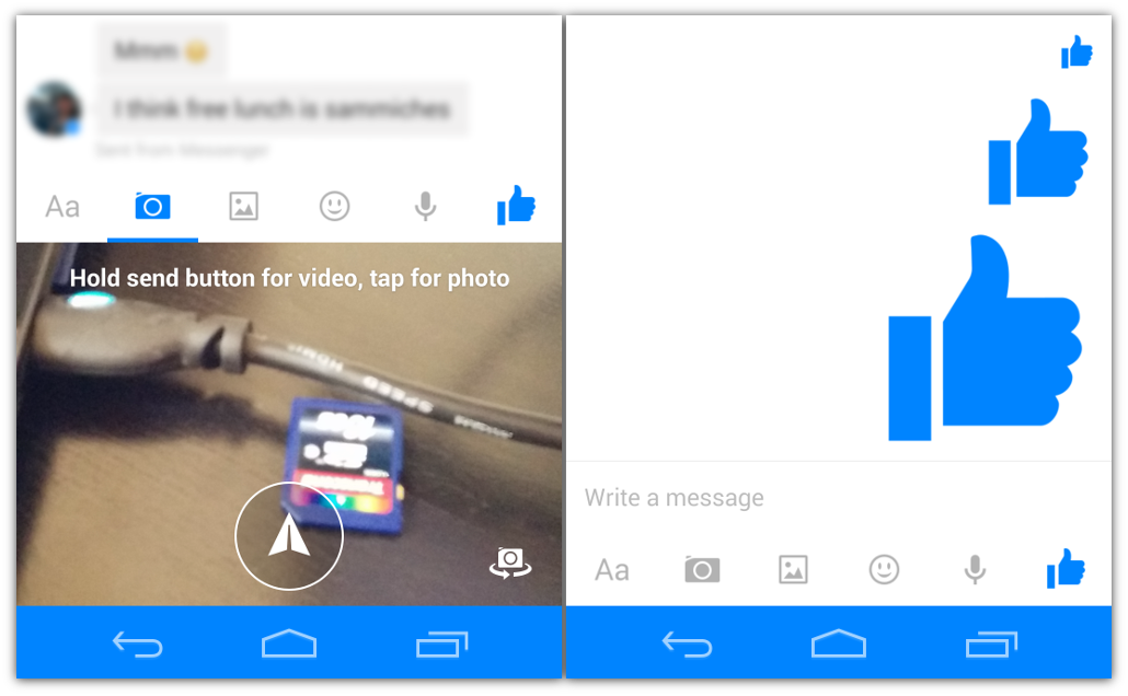 Con l&#039;ultima beta di Facebook Messenger possiamo inviare video di 15 secondi
