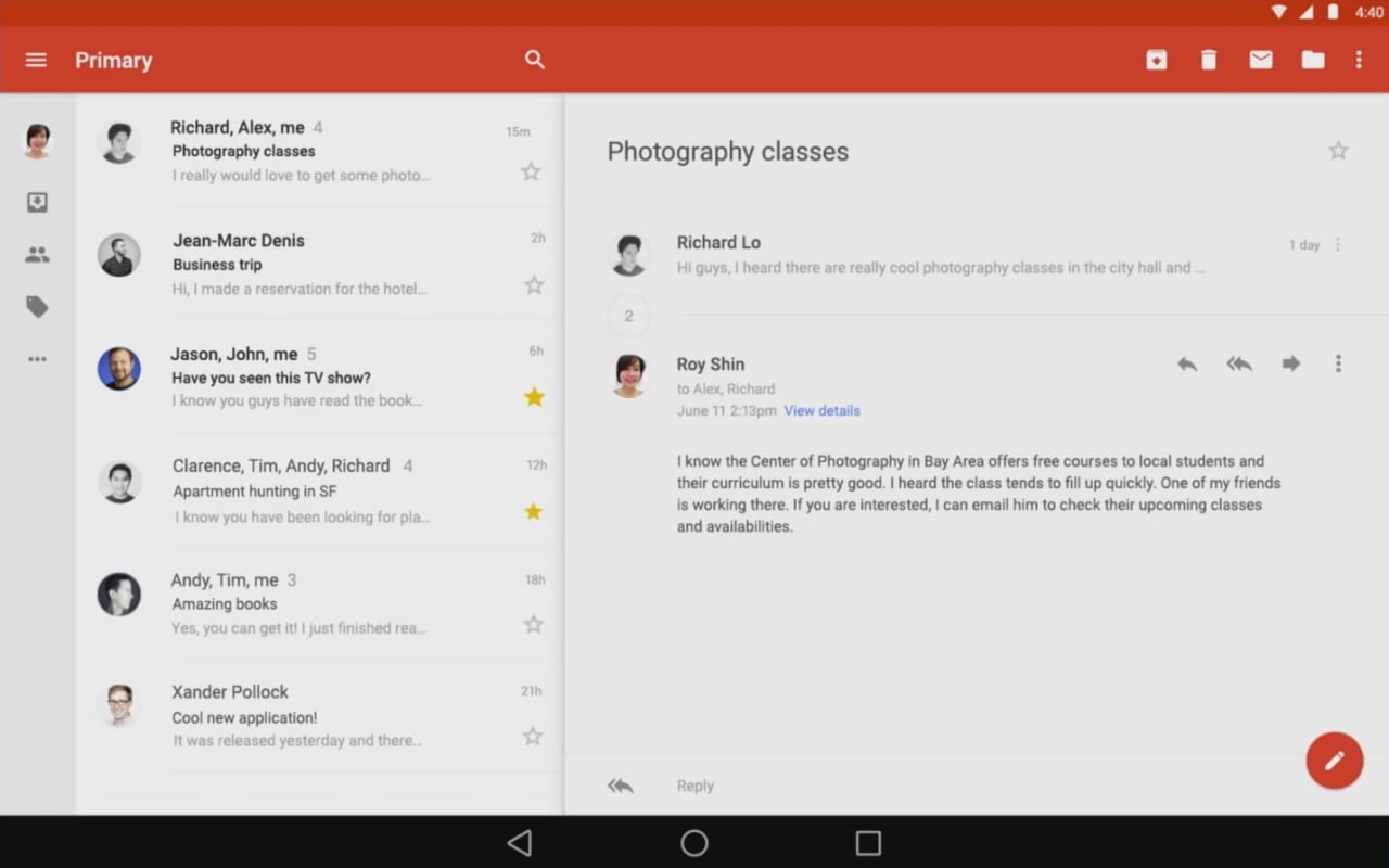 Le app di Android L: un primo sguardo ai futuri YouTube, Maps, Gmail e altri (foto)