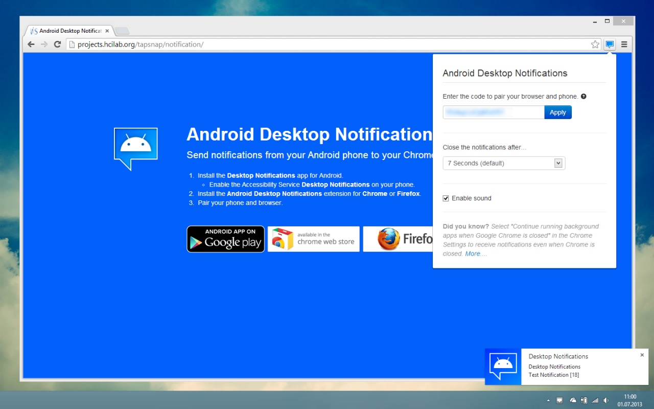 Visualizzare sul PC le notifiche Android con Desktop Notification (foto)