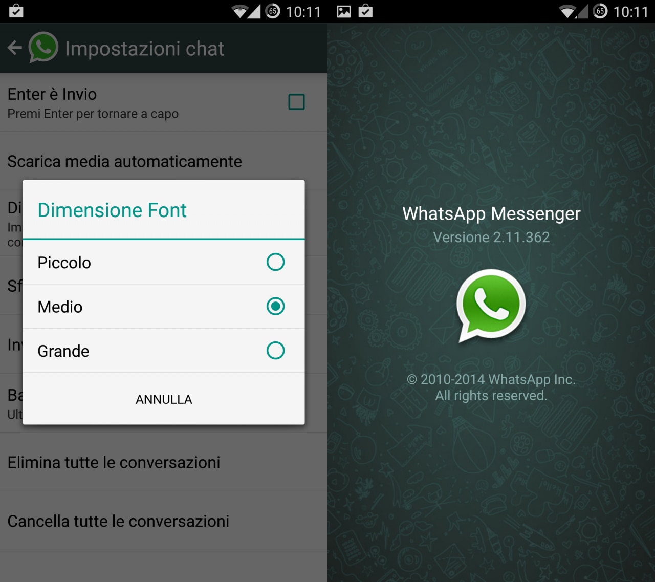 WhatsApp fa marcia indietro e reintroduce il ridimensionamento del testo
