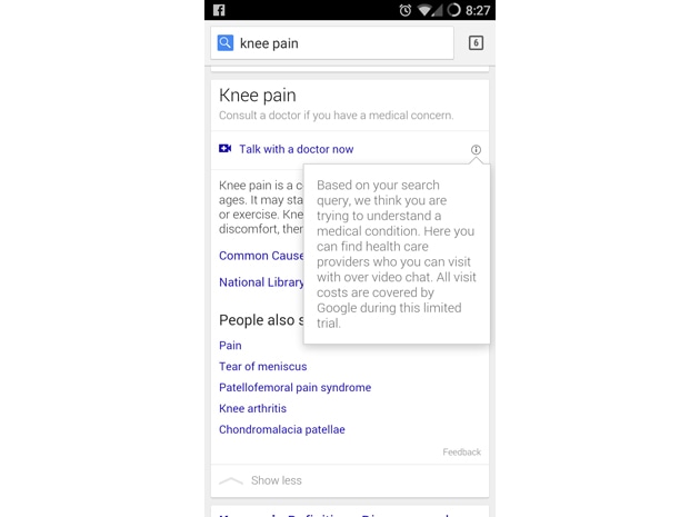 Google ci farà parlare con un dottore se stiamo cercando sintomi di una patologia
