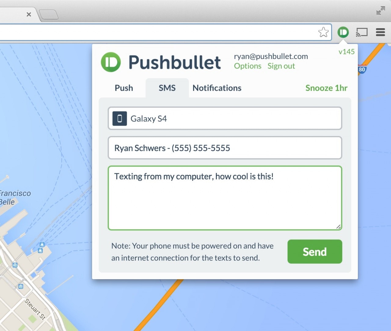 Con Pushbullet possiamo ora inviare nuovi SMS da Chrome Desktop