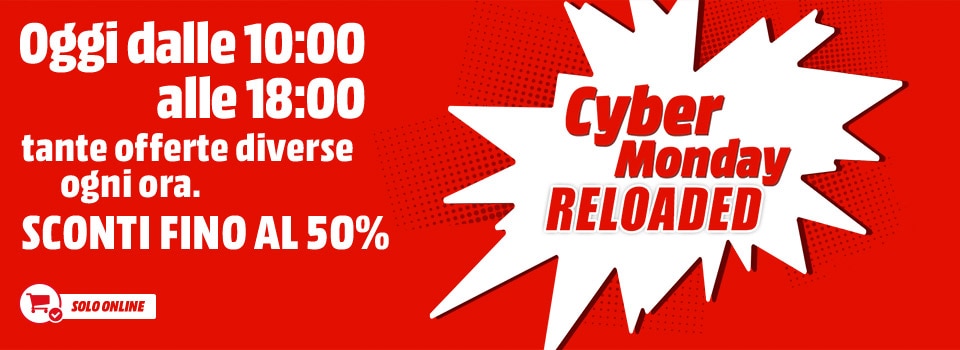 Cyber Monday Reloaded: MediaWorld insiste con sconti del 50%, dalle 10 alle 18 di oggi