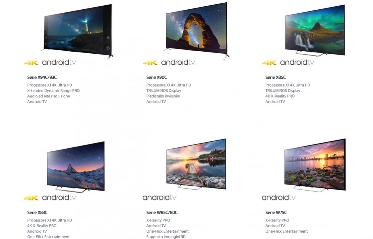 Le Android TV di Sony sono già presenti sul sito italiano