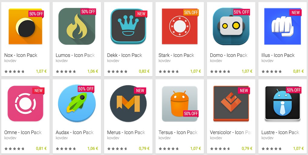 12 ottimi pack di icone scontati del 50% sul Play Store