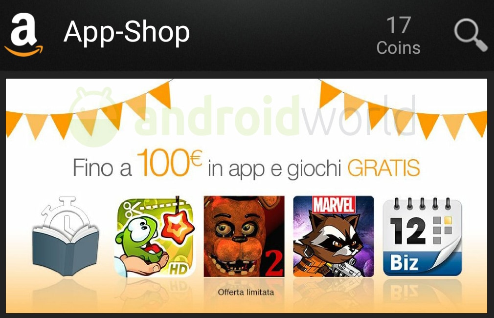 100€ di app e giochi in regalo su Amazon App-Shop!