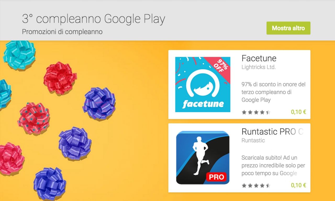 Google Play compie 3 anni: ecco tutte le promozioni disponibili!