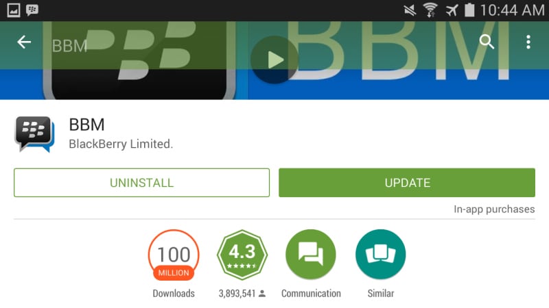 BlackBerry Messenger festeggia 100 milioni di download su Google Play