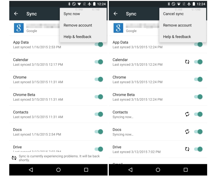 Android 5.1 aggiusta la sincronizzazione manuale