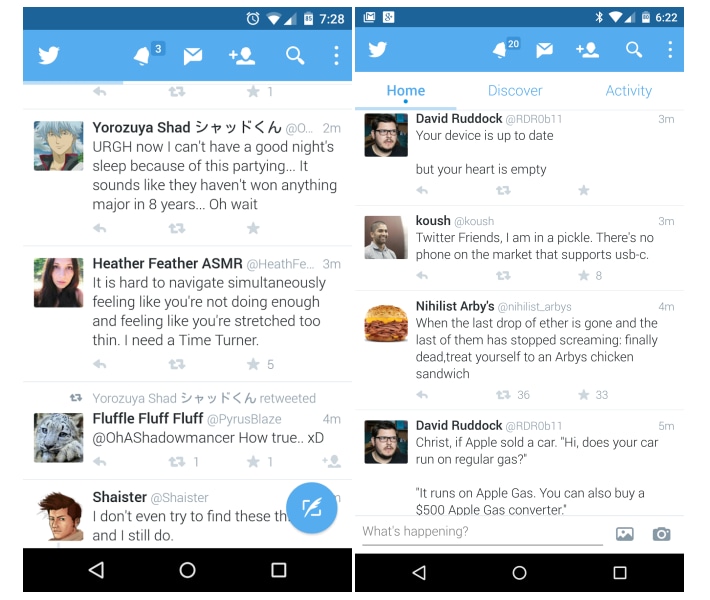 Twitter per Android in Material Design: ecco un primo assaggio