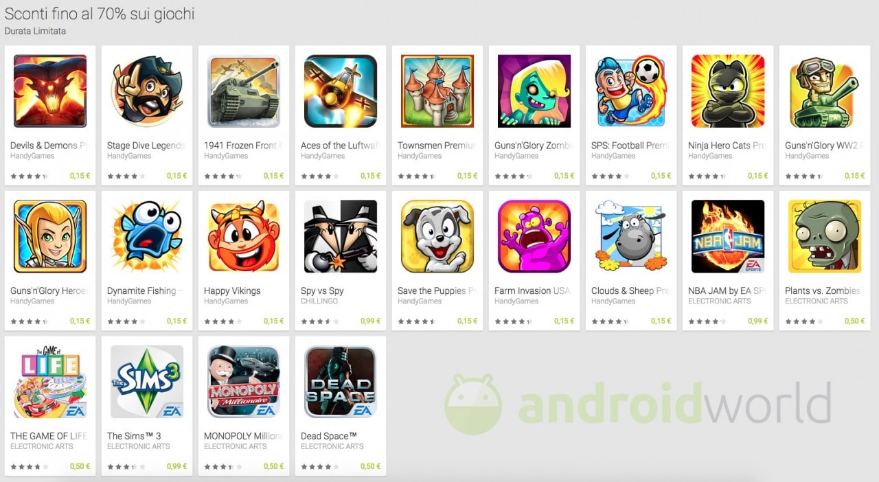 Tanti giochi in offerta a 0.15€, 0.50€ e 0.99€ su Google Play!