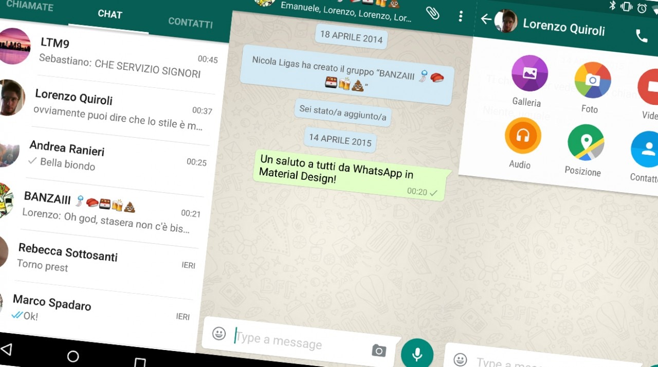 WhatsApp con Material Design sbarca nel Play Store (download apk)