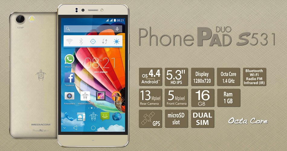 Mediacom PhonePad Duo S531: caratteristiche e prezzo annunciati per l&#039;Italia (foto)