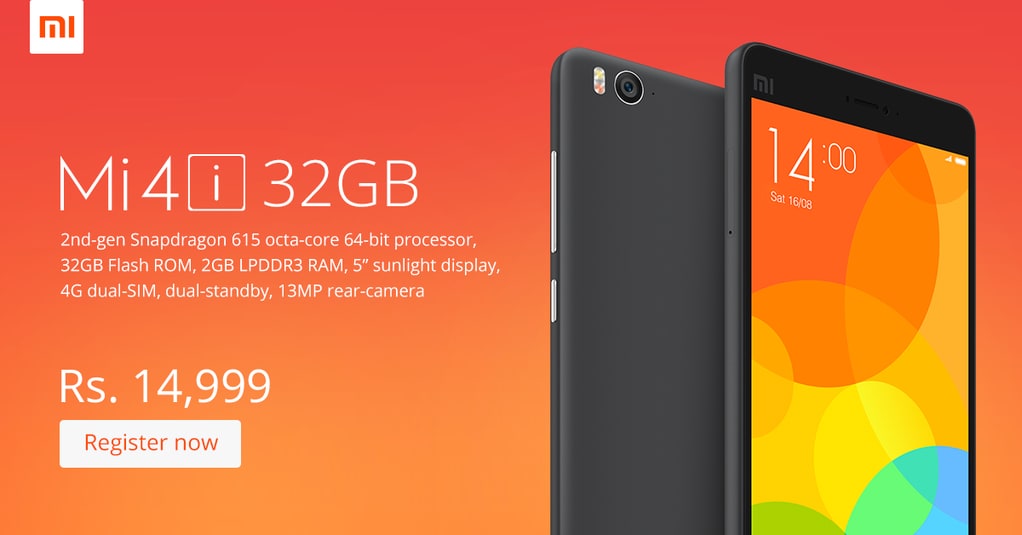 Xiaomi Mi 4i da 32 GB svelato ufficialmente in India