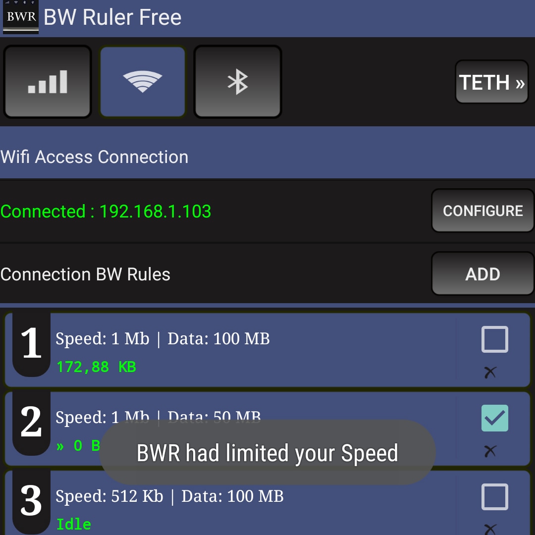 Come controllare utilizzo e velocità di connessione del nostro smartphone: Bandwidth Ruler (foto)