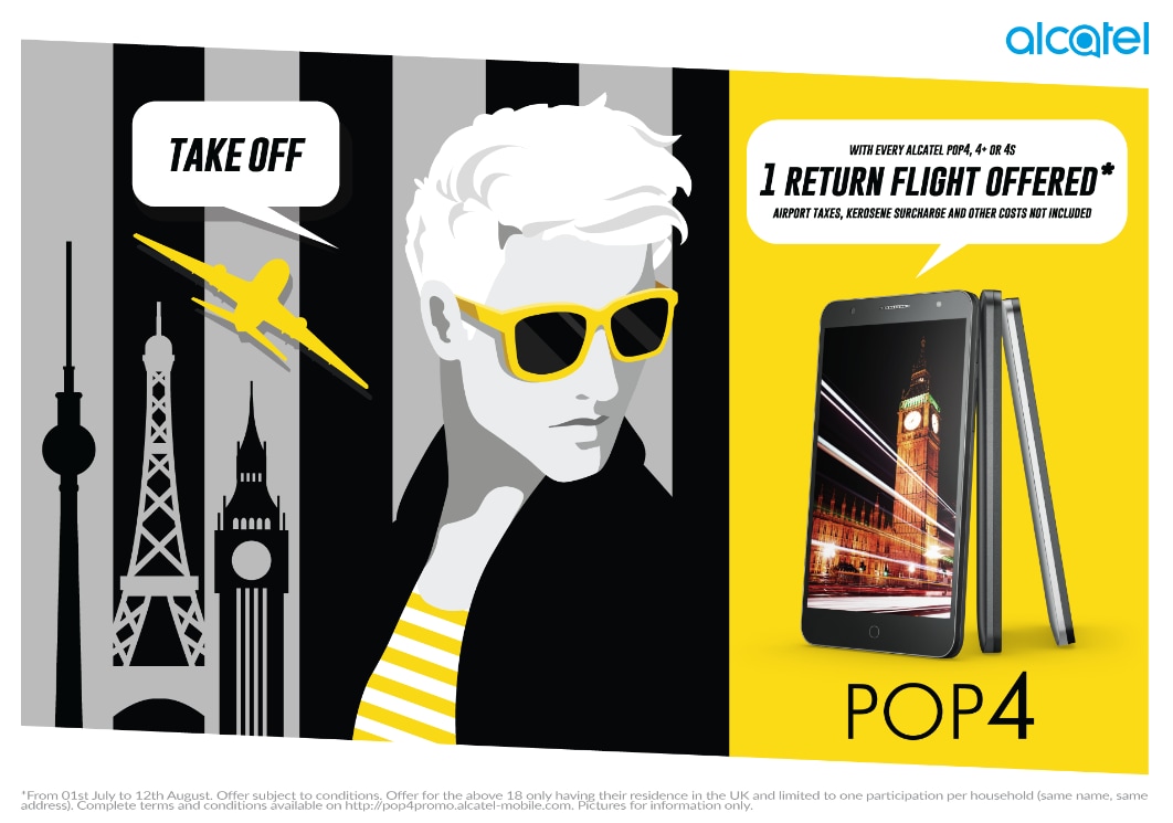 Alcatel vi regala un volo di andata e ritorno per l’Europa acquistando uno smartphone POP 4