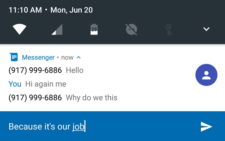 Google Messenger ha le risposte rapide nelle notifiche che tutti vorrebbero in Android N
