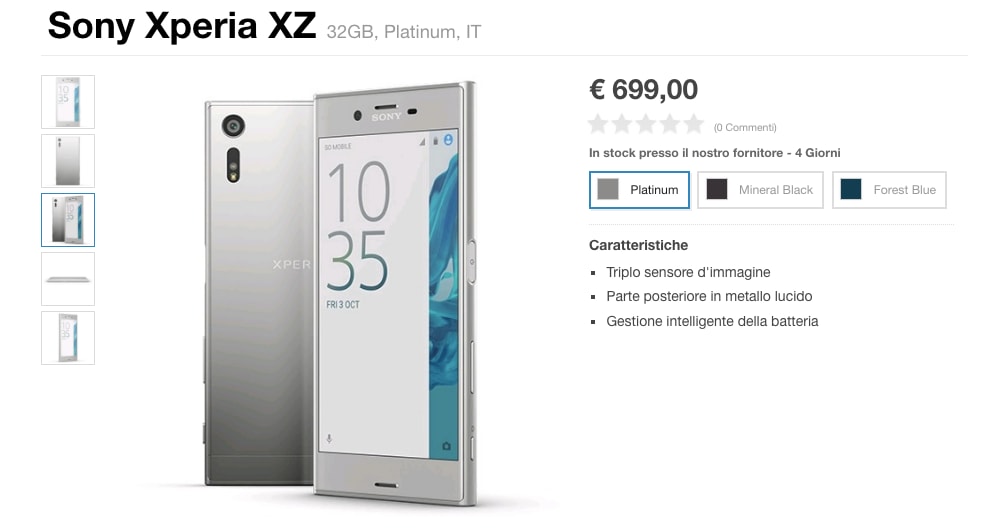 Sony Xperia XZ disponibile sullo store ufficiale