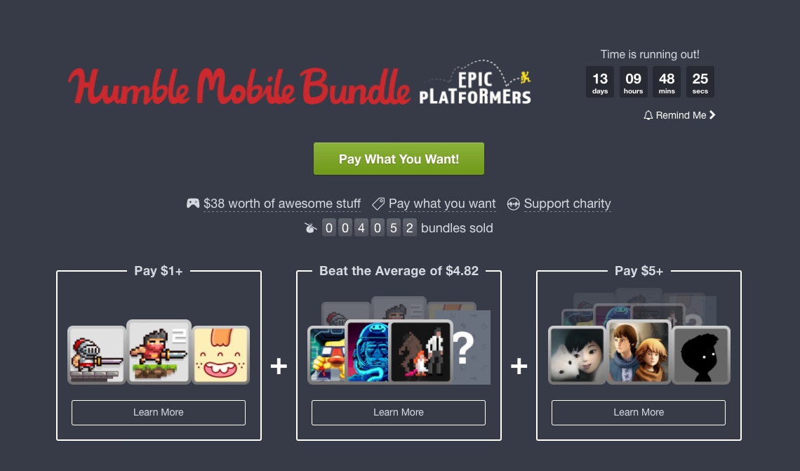 Il nuovo Humble Mobile Bundle è dedicato ai platform &quot;epici&quot; (aggiornato)