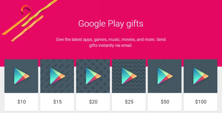 Le gift card virtuali per regalare credito sul Play Store non ci sono più