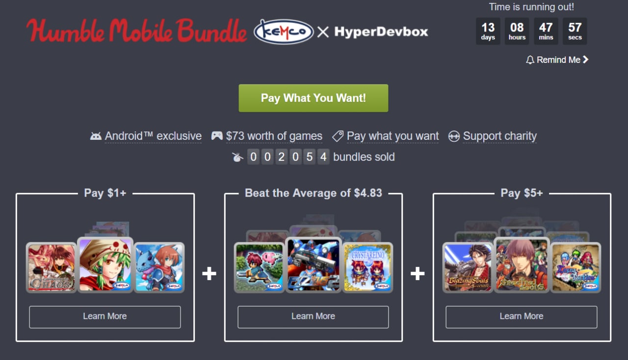 Il nuovo Humble Mobile Bundle vi offre ben 9 giochi Kemco e HyperDevbox a meno di 5€