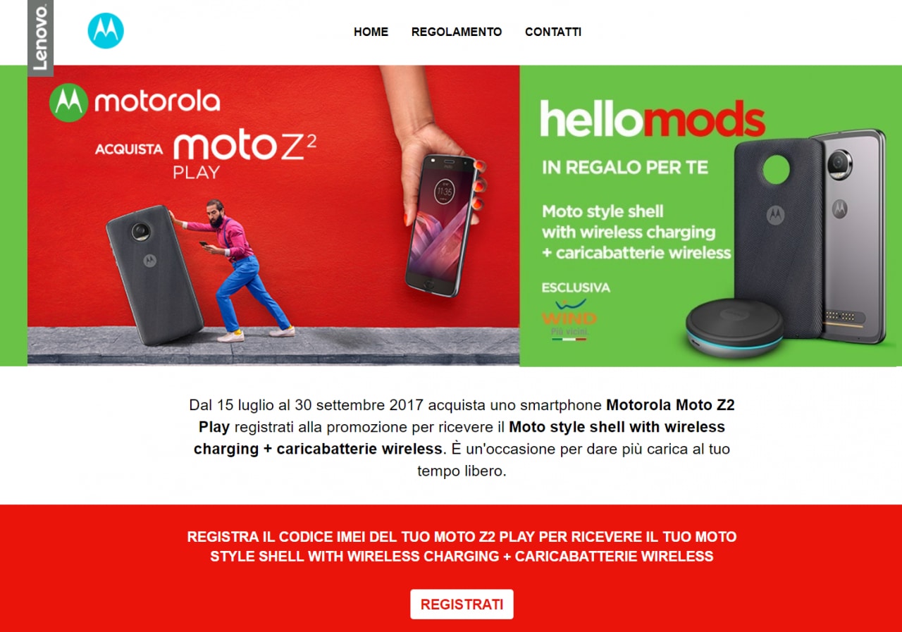 Motorola e Wind vi fanno un regalo: cover e base di ricarica wireless con Moto Z2 Play