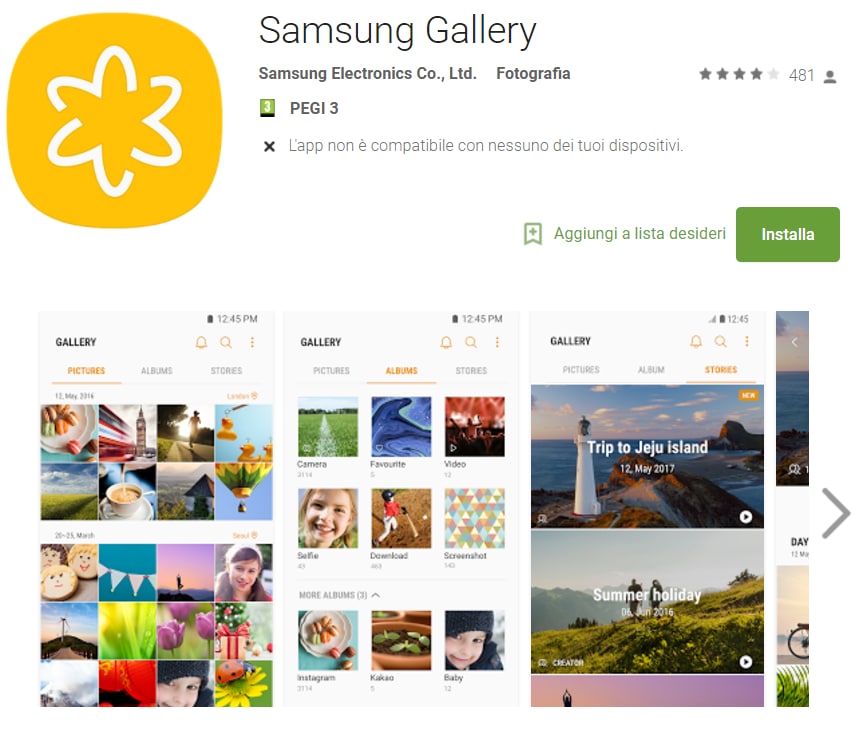 Le app di Samsung continuano a sbarcare sul Play Store: questa volta tocca alla galleria