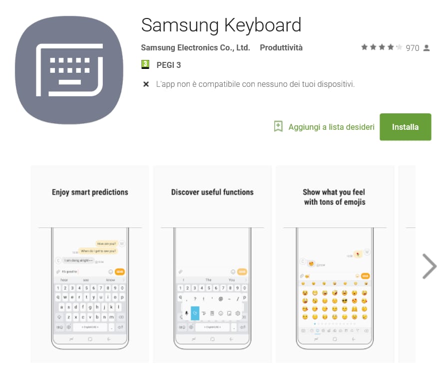 Samsung porta sul Google Play Store anche la sua app tastiera