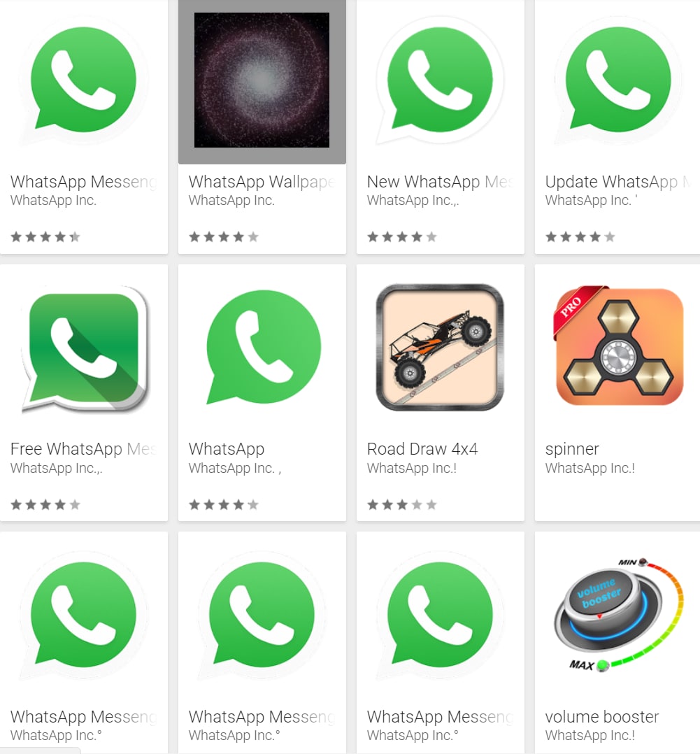Il Play Store tollera la presenza di (tante) false WhatsApp Inc.