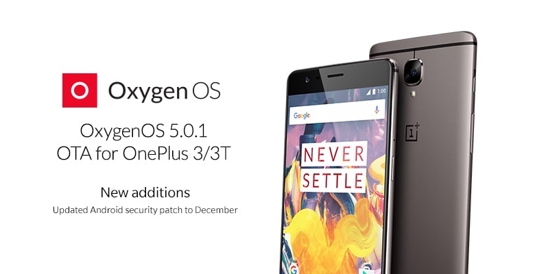 OnePlus 3 e 3T chiudono l&#039;anno in bellezza con la OxygenOS 5.0.1: patch di dicembre e supporto ad aptX HD