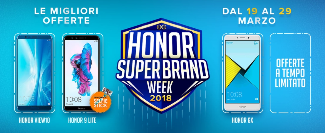 Honor SuperBrand Week 2018: tanti sconti invitanti e un buono di 50€ per l&#039;acquisto di Honor View 10