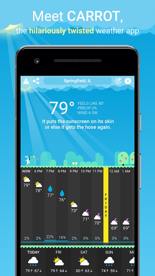 Carrot Weather, la prima app per il meteo con un certo carattere, finalmente su Android!