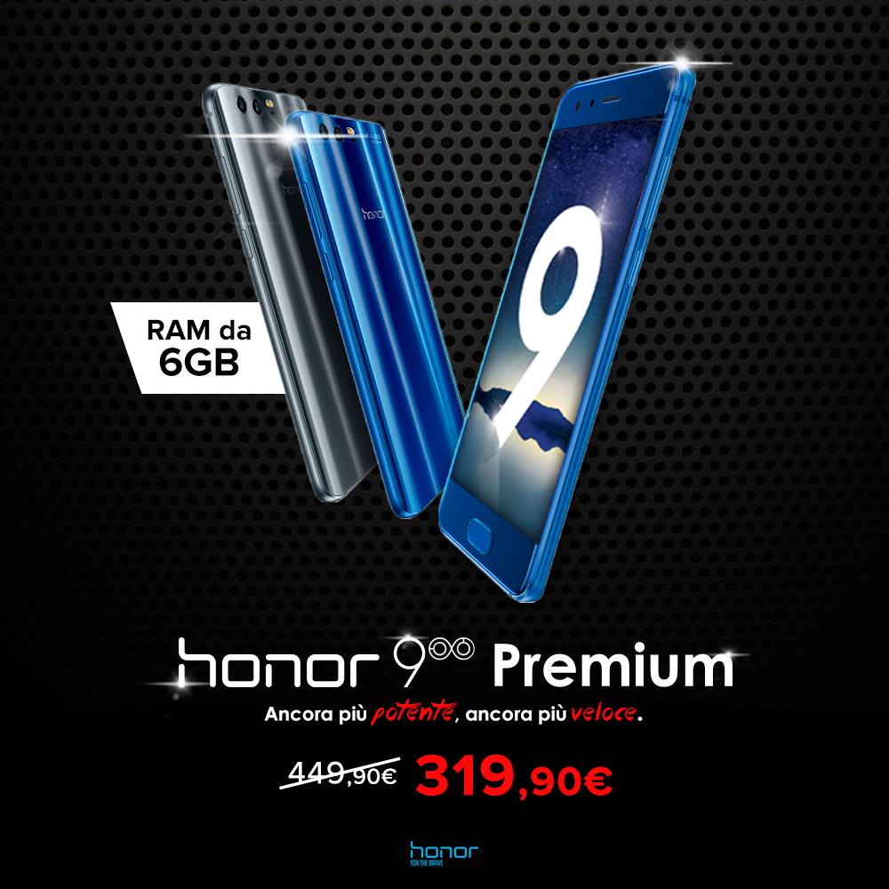 Honor 9 Premium in sconto &quot;per l&#039;ultima volta&quot;: 319,90€ sullo store ufficiale