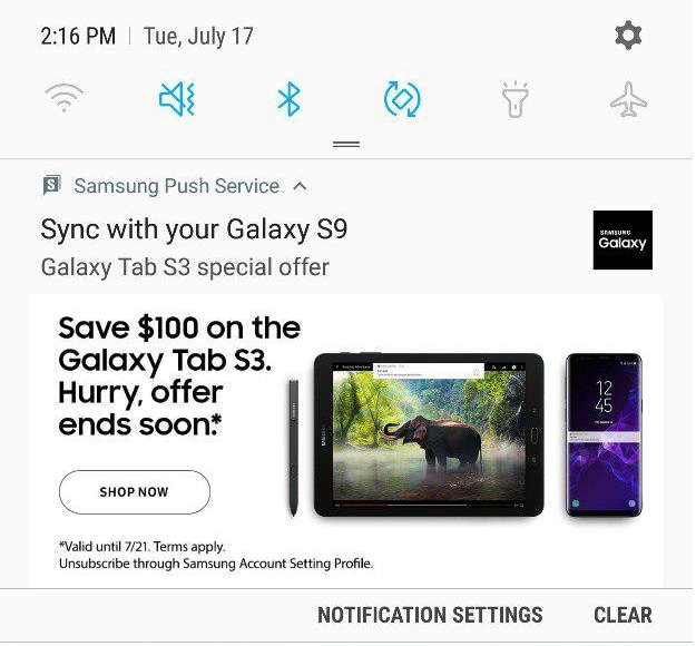 Avete mai ricevuto della pubblicità via notifiche push sul vostro Samsung?