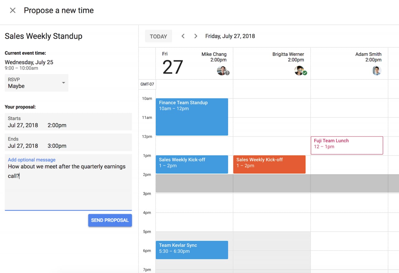 Non vi va bene l&#039;ora del meeting? Con Google Calendar per utenti G Suite potrete proporre un nuovo orario (foto)