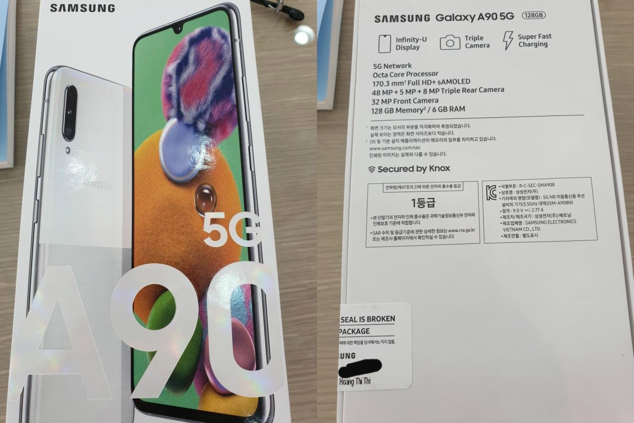 Galaxy A90 5G: spuntano i primi scatti della confezione di vendita del prossimo smartphone 5G di Samsung