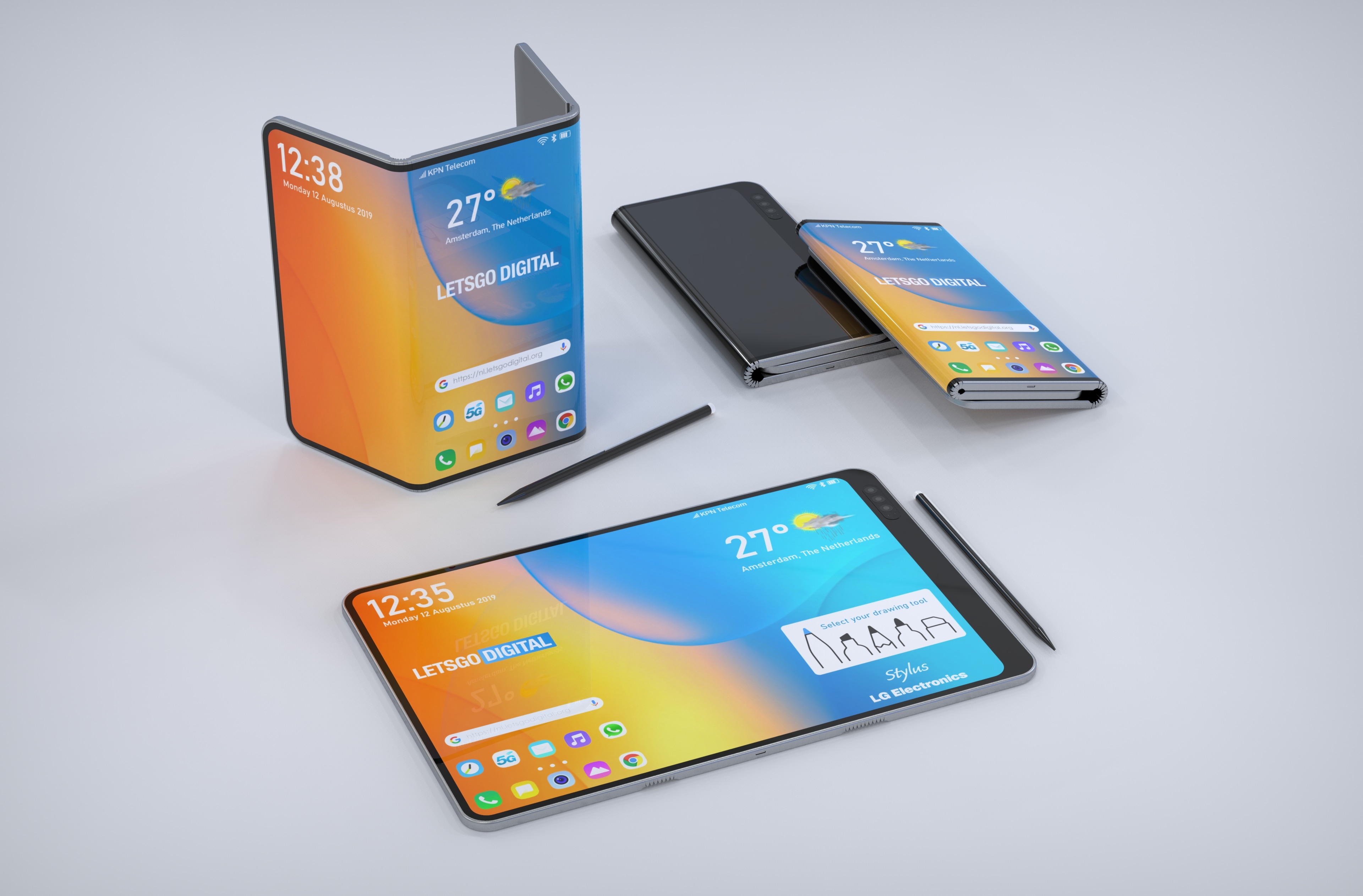 Новые изображения от инновационных патентов LG: смартфон, который складывается в 3 (со стилусом) и складной (фото) 111