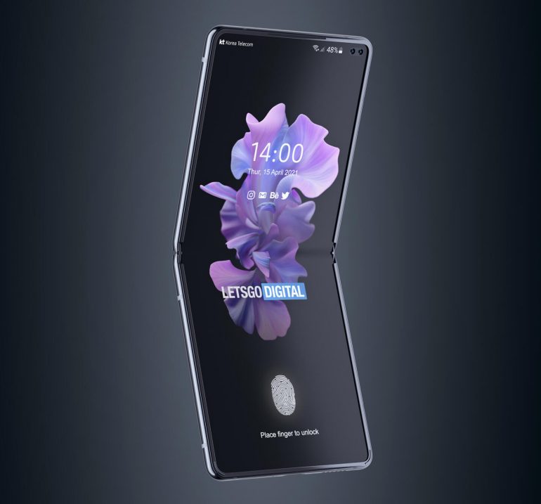 Samsung immagina un foldable bidirezionale con sensore di impronte sotto al display (foto)