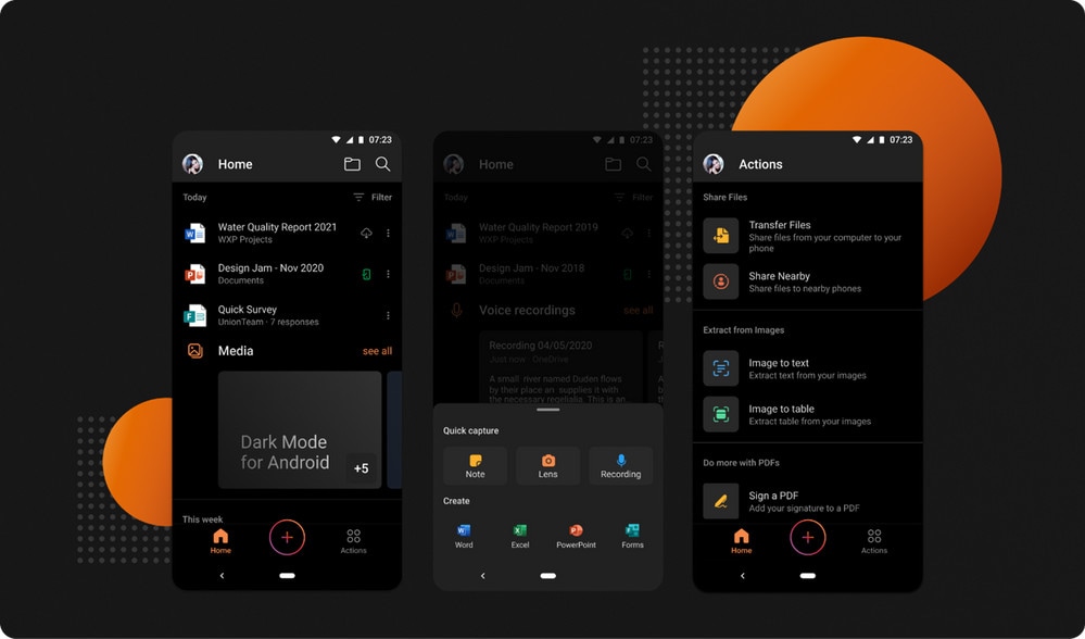 L&#039;applicazione unica di Office per Android si veste di una nuova dark mode